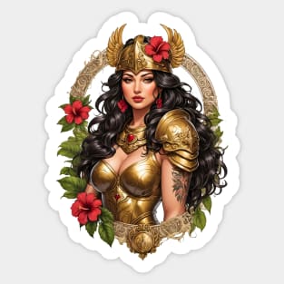 Penthesilea Amazonian warrior queen retro vintage floral design Sticker